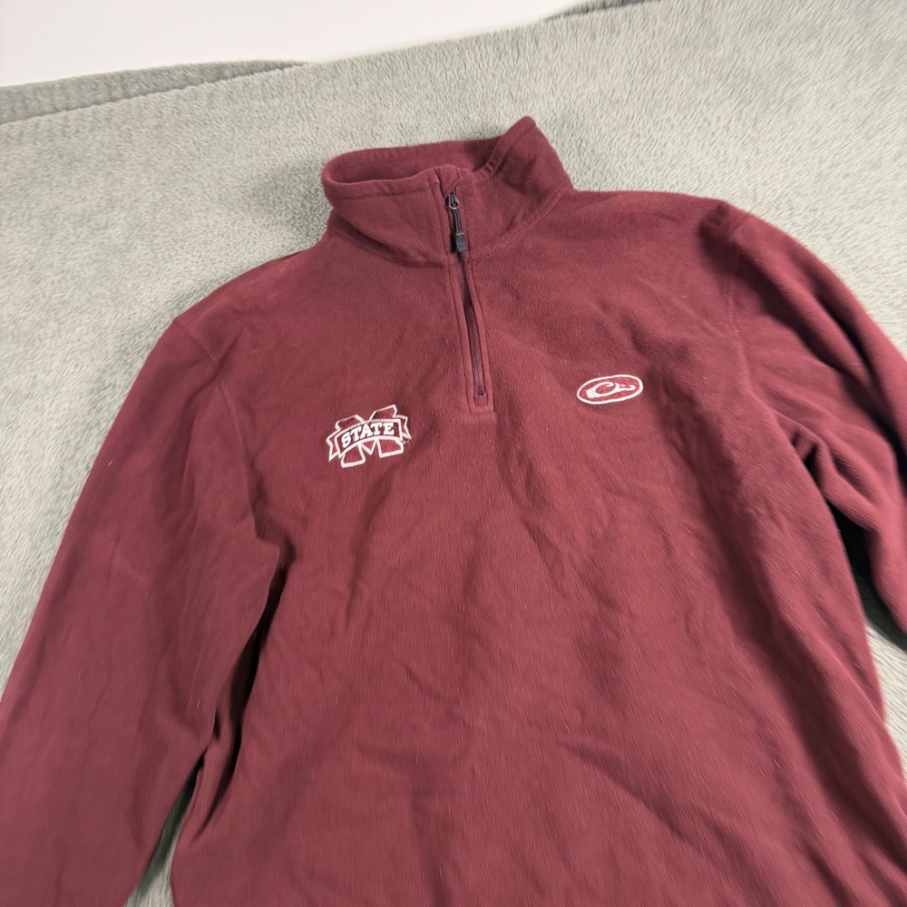 Drake Waterfowl Mississippi State Bulldogs Quarter Zip Fleece Maroon Mens Small